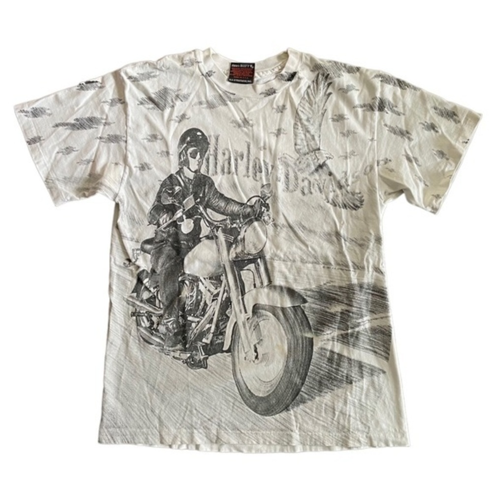 VTG 1991 Harley-Davidson Stratman San Diego Dealer Eagle Motorcycle Tee USA L